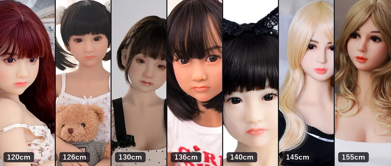 AXB Doll A15 ヘッドの7サイズ（120cm・126cm・130cm・136cm・140cm・145cm・155cm）